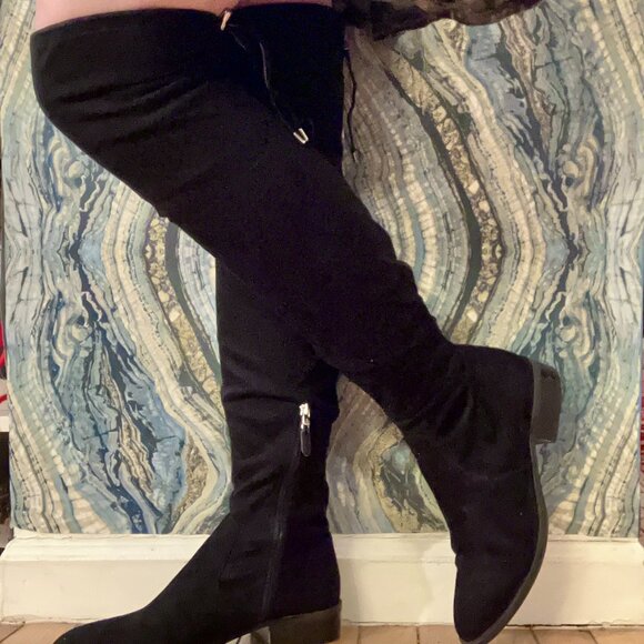 Sam Edelman Paloma Riding Boots Over The Knee OTK Tall Black Fabric Suede Mod 10 - Picture 1 of 5